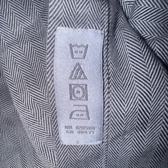 Thomas Dean Button Up Shirt Men’s Grey white Cross weave Long Sleeves size XL - Picture 10 of 11